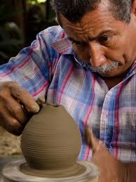 Man creating clay art